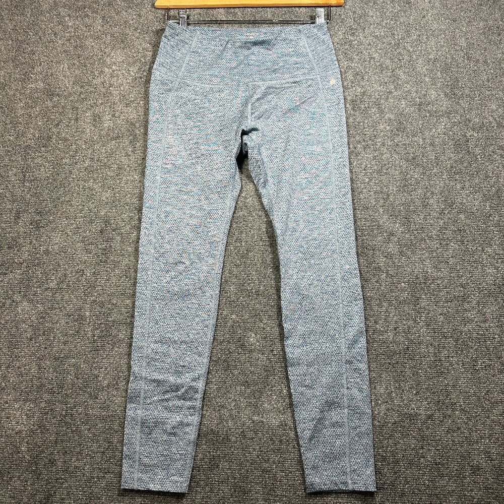 Layer 8 Compression Pants Womens Small Blue Stretch Print Waistband Pocket Run